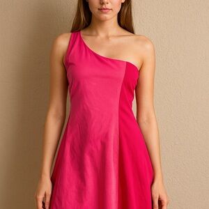 Outdoor Voices Vibrant Pink One-Shoulder Dress